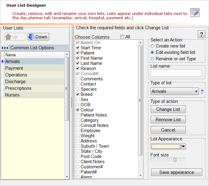 Optimise workflow in your veterinary practice with user lists created on the user list designer