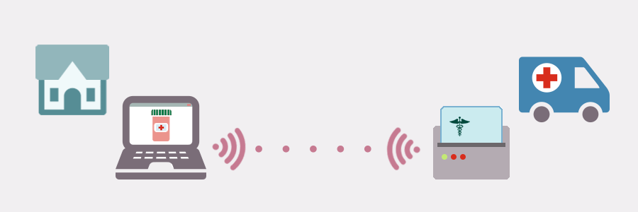 Print drug label via wifi to drug label printer in van